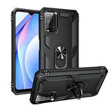 Aksesuarcim Xiaomi Redmi Note 9 4G ile Uyumlu Kılıf Silikon Yüzük Standlı Araç Tutucu için Mıknatıslı Darbe Karşı Dayanıklı Koruma Tank İnce Kap Vega Siyah