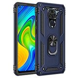Aksesuarcim Xiaomi Redmi Note 9 ile Uyumlu Kılıf Silikon Yüzük Standlı Araç Tutucu için Mıknatıslı Darbe Karşı Dayanıklı Koruma Tank İnce Kap Vega Lacivert