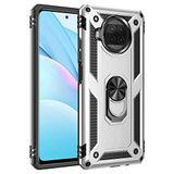Aksesuarcim Xiaomi Redmi Note 9 Pro 5G ile Uyumlu Kılıf Silikon Yüzük Standlı Araç Tutucu için Mıknatıslı Darbe Karşı Dayanıklı Koruma Tank İnce Kap Vega Gri
