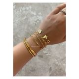 aksesuaris 3'lü Gold Zirkon Taş Kalp Yıldız Charm Kadın Bileklik Set