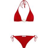 Aksesuarlı Kırmızı Uzun Üçgen Bikini Takım - 40