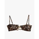 Aksesuarlı Leopar Desenli Straplez Bikini Üstü