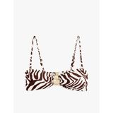 Aksesuarlı Zebra Desenli Straplez Bikini Üstü Çıkarılabilir Askılı