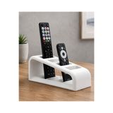 AksesuArt Masaüstü Uzaktan Kumanda Organizer, Beyaz, 4 Bölmeli, 22x9x9.5 cm, TV ve Medya Kumandaları için Çok Bölmeli Tutucu Stand | PLA 3D Baskı