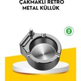 Aksiyon Global Çakmaklı Küllük Paslanmaz Metal Yuvarlak Tasarım - Lisinya