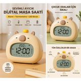 Aksoy Homestyle Capybara Şarjlı Dijital Masa Saati Işıklı Alarmlı Gece Lambalı - Turuncu
