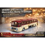 Aksoy Toys 1:24 Ölçek Mercedes-Benz Travego Oyuncak Otobüs Işıklı ve Sesli 25 cm Metal Otobüs Kırmızı