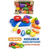 Aksoy Toys 16 Parça Kesilebilen Sebze-Meyve Mutfak Seti Evcilik Oyuncağı - Beyaz