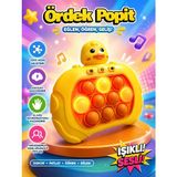 Aksoy Toys Elektronik Sevimli Ördek Pop It Hızlı Basma- Eğitici Çocuk Oyuncağı - 4 Modlu Zeka Geliştirici - Sarı