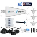 Aksoylu Tech 5 Band 3 Dağıtıcılı Gsm Sinyal Yükseltici Şebeke Telefon Internet Yükseltici 5 Band Bant Set Ultra Güç 800 900 1800 2100 2600 Mhz - 3 İç Anten + 10 mt kablo + 15mt kablo + 1x3 Çoklayıcı