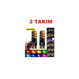 AksoyTuning 2 Takım T10 Park Ampülü 12 Led Rgb Uzaktan Kumandalı Aydınlatma