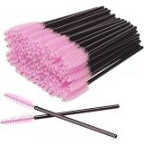 AKStore 100 ADET Tek Kullanımlık Kirpik Fırçaları Maskara Değnekleri Göz Kirpik Kaş Aplikatörü Kozmetik Makyaj Fırçası Alet Kitleri… (50-Siyah-Pembe)