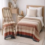 Aksu Allday Çift Kişilik, Pamuklu Battaniye ve Hediyesi Tv Battaniye 2'li Set 180 x 220 // 130 x 170CM - 180 x 220 cm - Camel - Tarçın