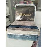 Aksu Çift Kişilik Ultra Yumuşak Embos Vizon Battaniye - 200 x 240 cm - Açık Mavi - Bej