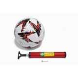 AKSU Futbol Topu Dikişli Tpu Deri 5 Numara 380gr 32 Panel Ve 23cm Top Şişirme Pompası Set (turuncu-siyah-beyaz)