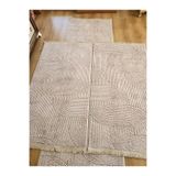 AKSU MERİNOS ELEGANS saçaklı modern yıkanabilir embos 3lü yatak odası takımı kaymaz taban(80X280)(80X150)