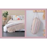 Aksu Ponponlu Bez Çantalı Pamuk Battaniye PBT-376-K - Pembe - 130 x 170 cm