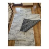 AKSU SAÇAKLI modern yıkanabilir dinarsu gri 3lü yatak odası takımı kaymaz taban(80X300)(80X150)