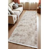 Aksu Stan Bej Saçaklı Kaymaz Tabanlı Kesme Kabartmalı Salon Koridor Mutfak Halı - Bej - Bej - 100 x 175 cm