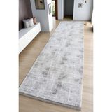 Aksu Stan Gri Saçaklı Kaymaz Tabanlı Kesme Kabartmalı Salon Koridor Mutfak Halı - Gri - Gri - 150 x 450 cm