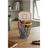 AKT Mini Basket Potası Tasarımlı Kalemlik - Basketbol Sevenler için Hediyelik Masa Aksesuarı (17 cm)