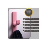AKT Pembe Duvar Askısı 3'lü SET - Modern Yapışkanlı Havluluk Çanta Vestiyer Dolap Elbise Askılığı