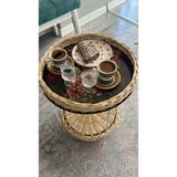 Aktarlife Bambu Rattan Iki Katlı Komidin-Sehpa