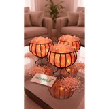 aktarloji 3 Adet 2 Adet Himalaya Ferforje Tuz Lambası / Dekoratif Şık Sepet Kaya Tuzu Gece Lambası / Premium Turuncu - Pembe Tuz