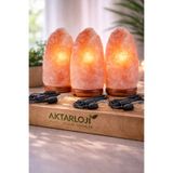 aktarloji 3 Adet / Himalaya Tuz Lambası / 1-2 Kg Doğal Kaya Tuzu / Pembe - Turuncu Açma Kapama Düğmeli