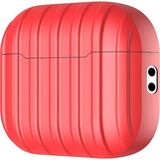 AktarMobile Apple Airpods Pro 2. Nesil Tam Uyumlu Kılıf Hoparlör ve Mikrofon Delikli Kapak Şeritli Bavul Tasarım - Kırmızı