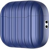 AktarMobile Apple Airpods Pro 2. Nesil Tam Uyumlu Kılıf Hoparlör ve Mikrofon Delikli Kapak Şeritli Bavul Tasarım - Lacivert