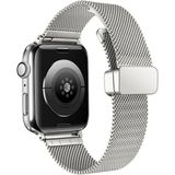 AktarMobile Apple Watch 10 / 11 46 mm Uyumlu Hasır Metal Kordon Magnetik D Tokalı Tel Örgü Kayış Mıknatıslı Toka - Gümüş