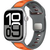 AktarMobile Apple Watch 10 / 11 46 mm Uyumlu Silikon Kordon Çift Renkli Premium Spor Tasarım Kayış - Gri - Turuncu - 10/11 46 mm