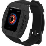 AktarMobile Apple Watch 6 44mm ile Uyumlu Hublot Tasarım Paslanmaz Çelik Kasa ve Silikon Kordon Modifikasyon Kiti, Siyah, krd-65-6-44-syh