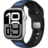 AktarMobile Apple Watch 6 5 4 3 2 1 Se 42 44 mm Uyumlu Silikon Kordon Çift Renkli Premium Spor Tasarım Kayış - Lacivert - Siyah - 42 - 44 mm