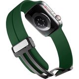 AktarMobile Apple Watch 6 Se 5 4 3 2 1 40 mm 38 mm Uyumlu Silikon Kordon Magnetik D Tokalı Spor Tarzı Kayış - Koyu Yeşil - Apple Watch 38 - 40 mm