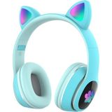 Aktarmobile Kablosuz Kedi Kulağı Tasarımlı LED Işıklı Mikrofonlu Kulak Üstü Bluetooth Kulaklık - Açık Mavi