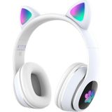 Aktarmobile Kablosuz Kedi Kulağı Tasarımlı LED Işıklı Mikrofonlu Kulak Üstü Bluetooth Kulaklık - Beyaz
