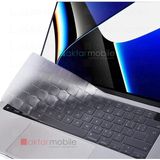 AktarMobile MacBook Pro 14 M3 / M4 / M5 Kılıf Koruyucu Kapak 14.2" A3434 / A3112 / A3185 / A3401 / A2992 / A2918 Uyumlu Şeffaf Klavye Koruyucu Türkçe Q Silikon Ped Trasparan - Pro 14 M3/M4/M5