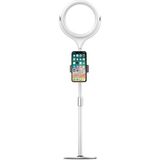 AktarMobile Ring Light LED 7’’ 18 cm Ayaklı Işık Halkası Masa Üstü Çok Amaçlı Şık Tasarım Metal Teleskobik Ayak - Beyaz
