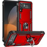 AktarMobile Samsung Galaxy Z Flip 4 ile Uyumlu Metal Yüzüklü Silikon Kılıf, Standlı, Kırmızı