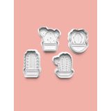 Aktastore Kaktüs Çiçeği Kurabiye Kalıbı Ve Şeker Hamuru Kalıbı 4'Lü Set