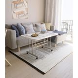 Akte Home Çok Amaçlı Tekerlekli Orta Sehpa Metal Ayaklı Masa 60X100 Beyaz Mermer - MetalBeyazmermer