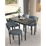 Akte Home Luna 4 Kişilik Mutfak Masa Sandalye Takımı 70X110 cm - Antrasit - Siyah - 70 x 110 cm