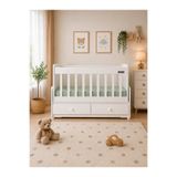 Aktehome Comfort MDF Çıtalı Anne Yanı Bebek Beşiği 60x120 – Çekmeceli, Modern Tasarım