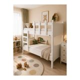 Aktehome Montessori Çift Katlı Ranza 90x190 cm İkiye Ayrılabilir %100 MDF Beyaz