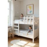 Aktehome Montessori Çift Katlı Ranza – İkiye Ayrılabilir %100 MDF Beyaz Çocuk Karyolası (90x190)