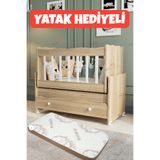 Aktehome YATAK HEDİYELİ Çekmeceli Sallanır Anne Yanı Bebek Beşiği Beyaz