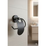 Aktel Banyo Siyah Dar Kapaklı Tuvalet Kağıtlığı Tuvalet Kağıdı Askısı Wc