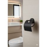 Aktel Banyo Siyah Geniş Kapaklı Tuvalet Kağıtlığı Tuvalet Kağıdı Askısı Wc